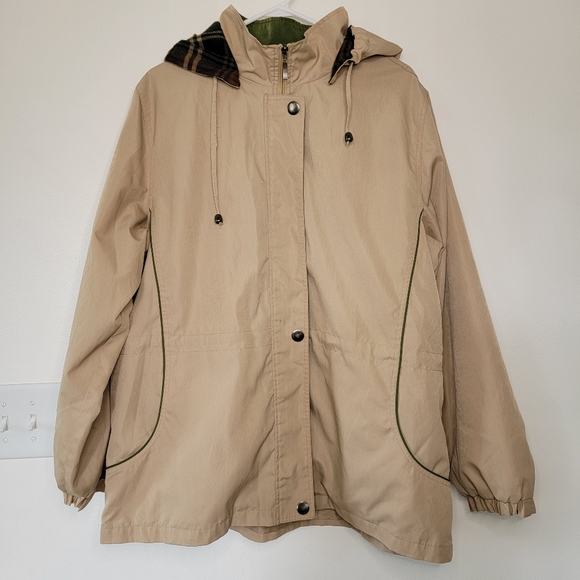 Vintage Blair Tan Jacket LG Retro 90s Y2K Flannel Lined Hooded Coat - Picture 2 of 15